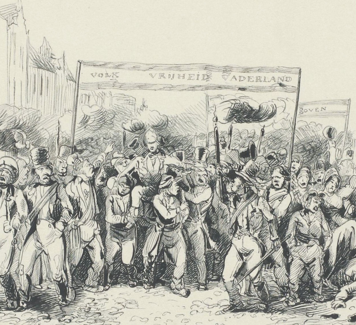 J.C. Wendel, Volksdemonstratie in Den Haag, 1848 (Rijksmuseum)