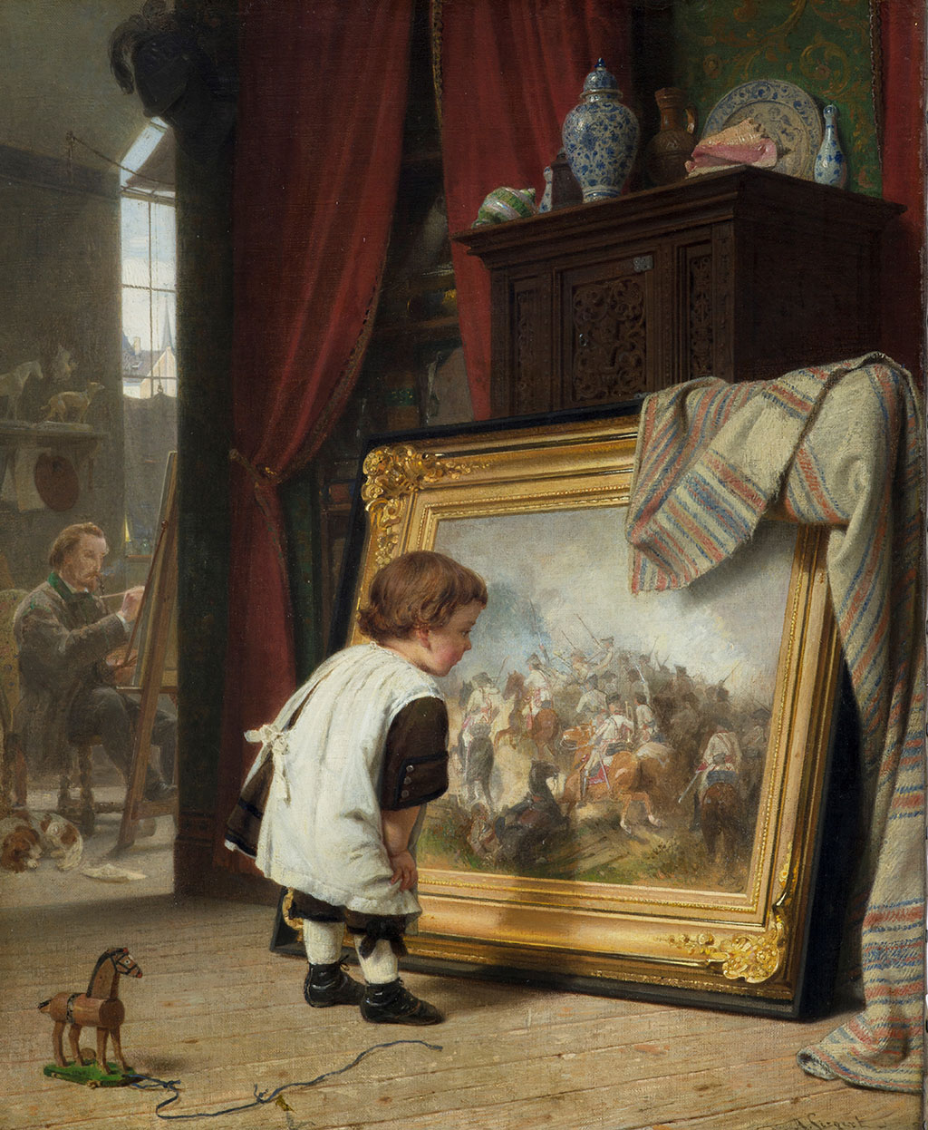 August Friedrich Siegert, Der kleine Kunstfreund, olieverf op doek, 1859 (particulier bezit).